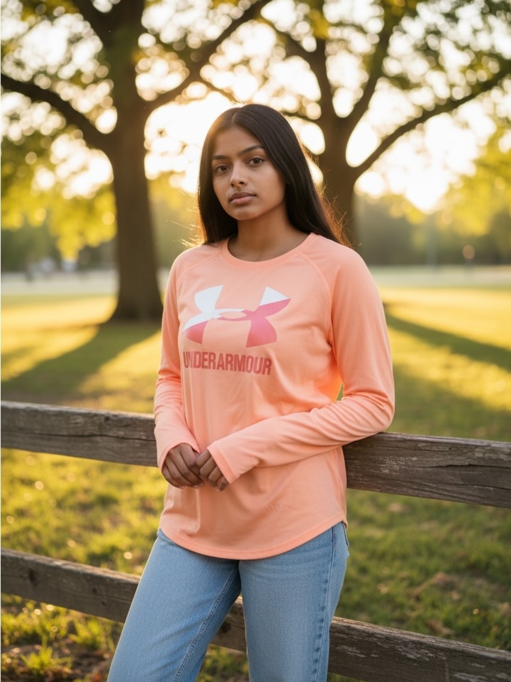 Under Armour Peach Long-Sleeve Logo Performance Tee